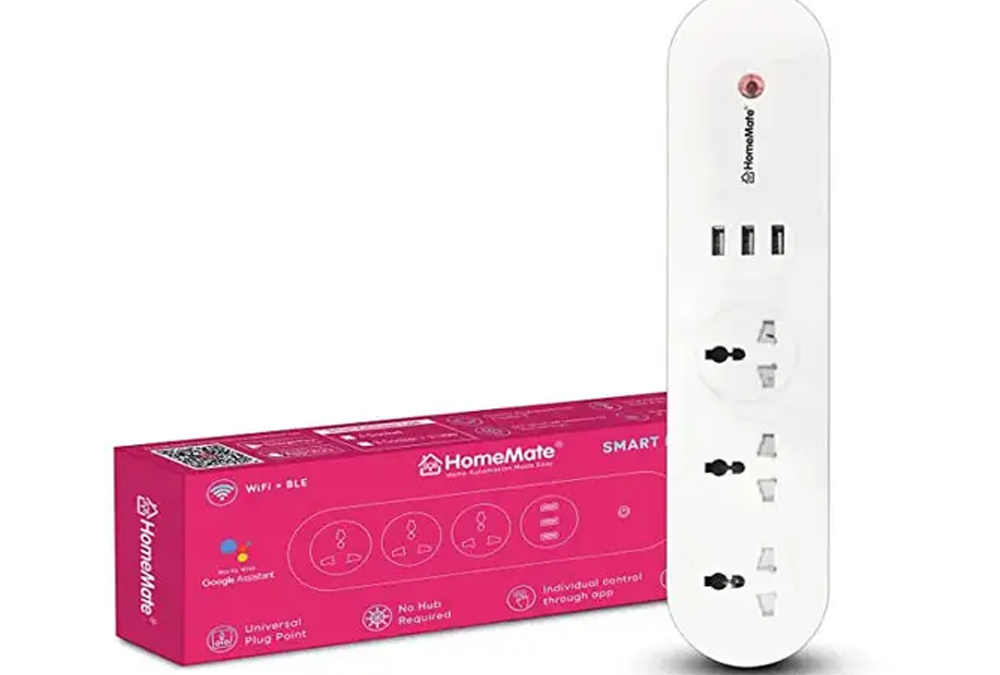 HomeMate WiFi + BLE Smart Power Strip Extension | 3 Sockets + 3 USBs with Quick Smart Charging | No Hub Required | Compatible with Alexa and Google home