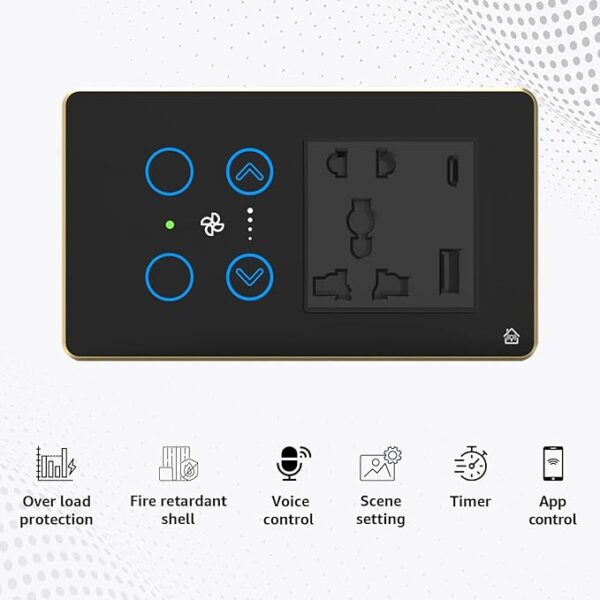Smart Touch Switch Panel 2 Switch 1 Fan and 1 Socket - Image 4