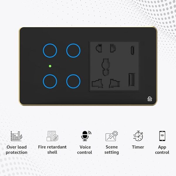 Smart Switch Board 4 Switch 1 Socket - Image 4