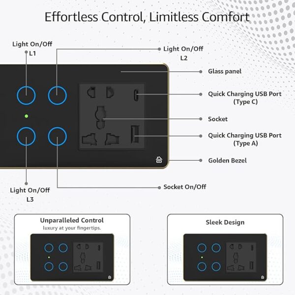 Smart Switch Board 4 Switch 1 Socket - Image 5