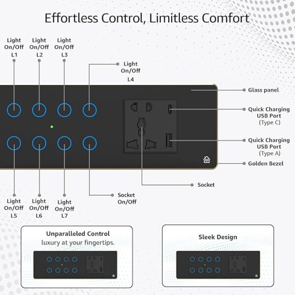 Smart Switch Board 8 Switch 1 Socket - Image 2