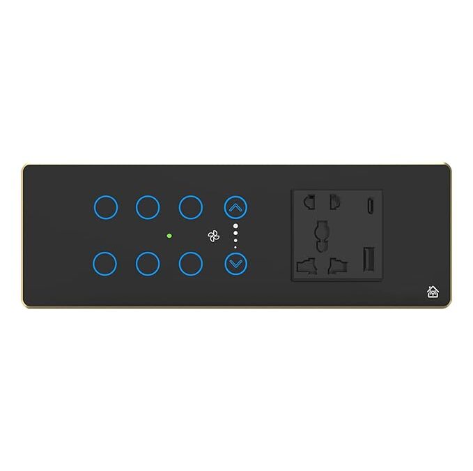 HomeMate Smart Touch Switch Panel 6 Switch 1 Fan and 1 Socket